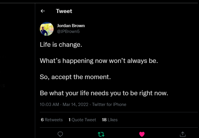 Jordan Brown Inspirational Tweet