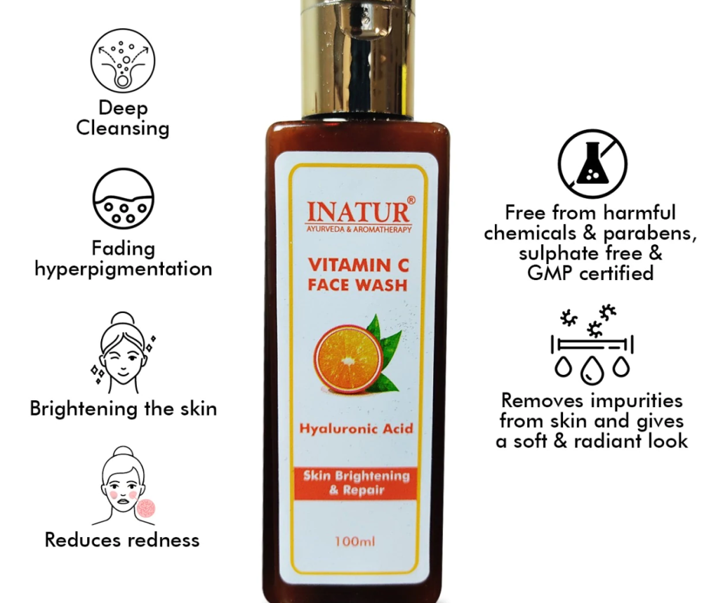 Inatur vitamin c hyaluronic acid face wash