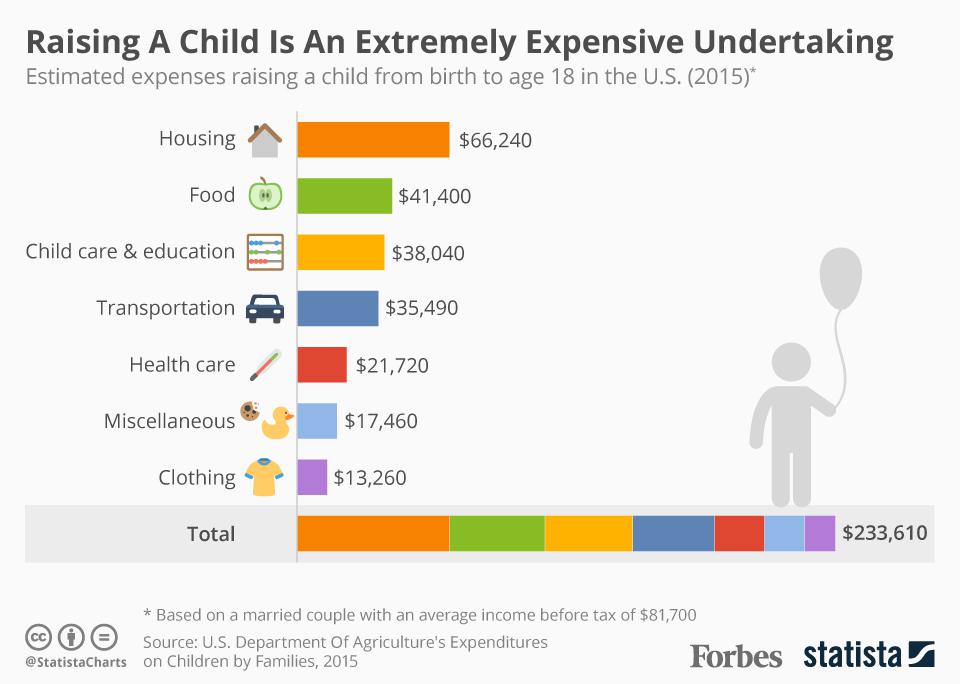 Cost Of Raising A Child Born In 2015 Infographic